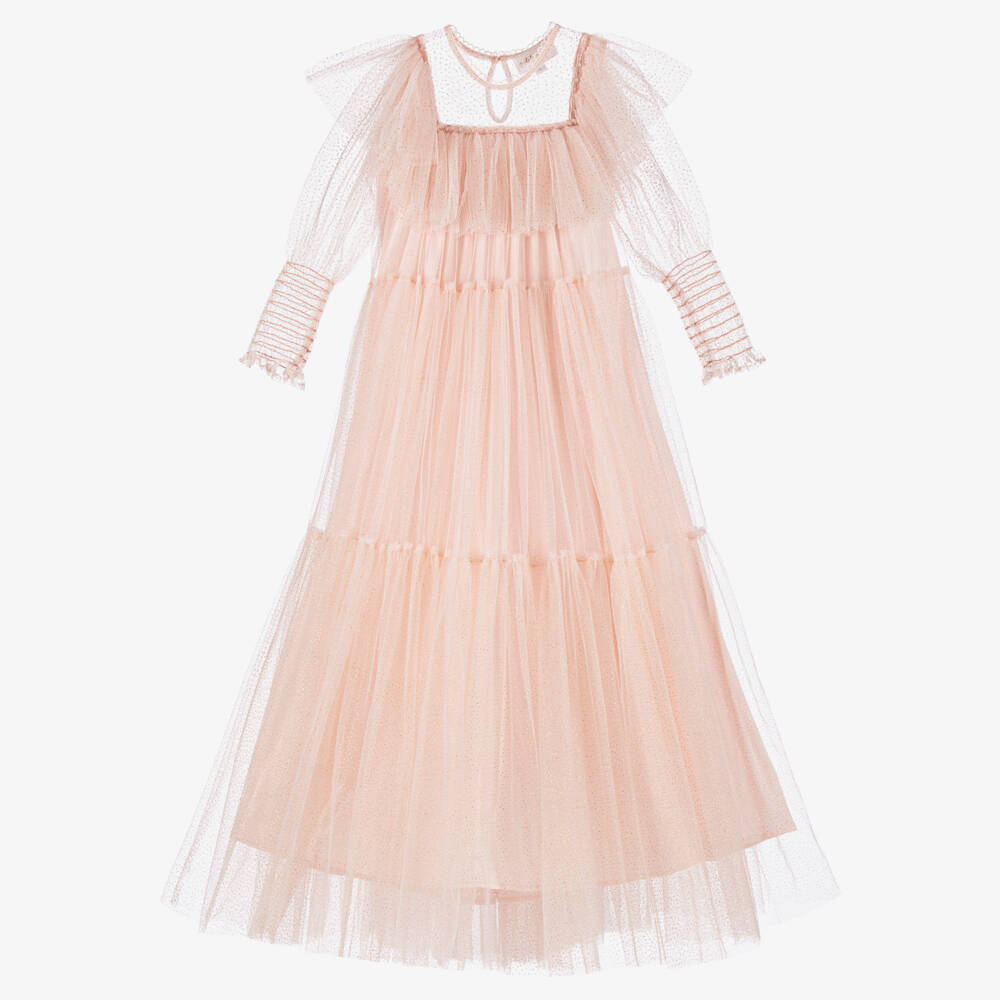 Petite Amalie-Girls Pink Shimmer Tulle Gown | Childrensalon Outlet