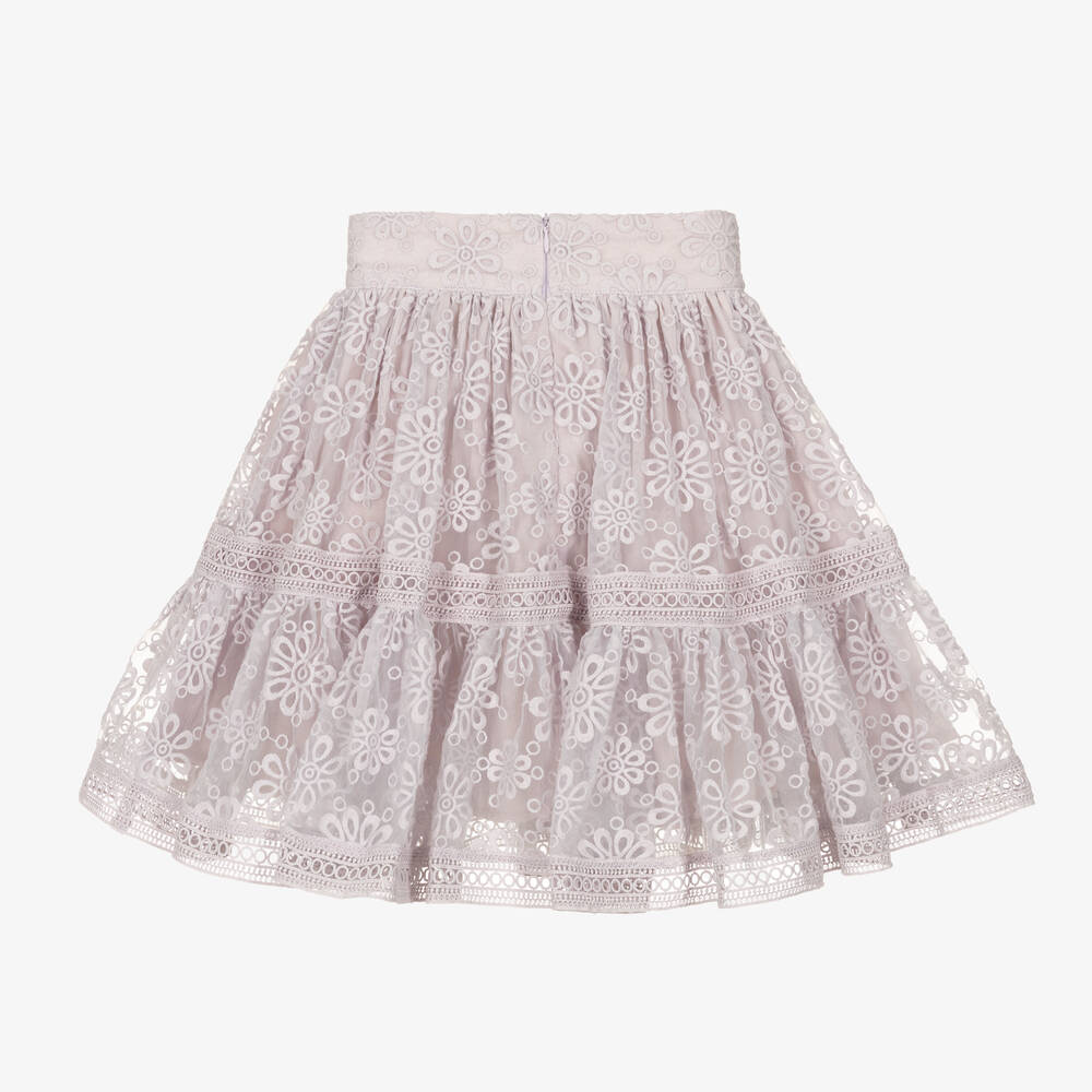 Petite Amalie-Girls Purple Embroidered Organza Skirt | Childrensalon Outlet