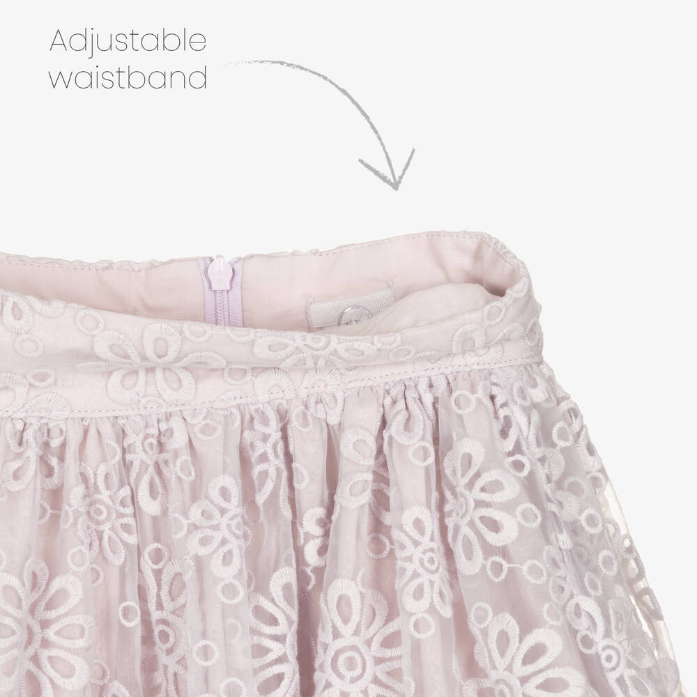 Petite Amalie-Girls Purple Embroidered Organza Skirt | Childrensalon Outlet