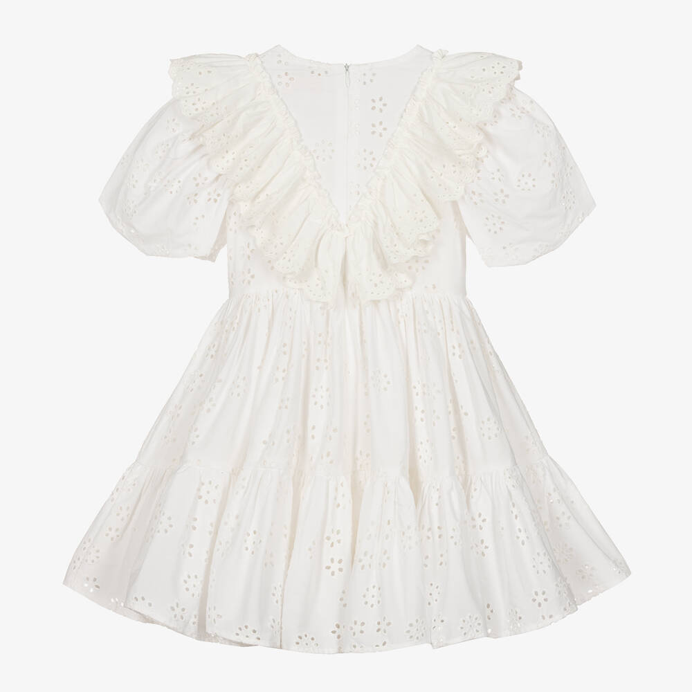 Petite Amalie - Girls White Broderie Anglaise Dress | Childrensalon Outlet