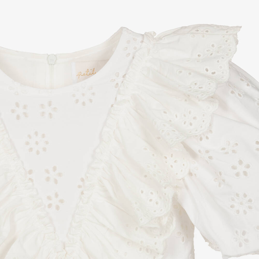 Petite Amalie-Girls White Broderie Anglaise Dress | Childrensalon Outlet
