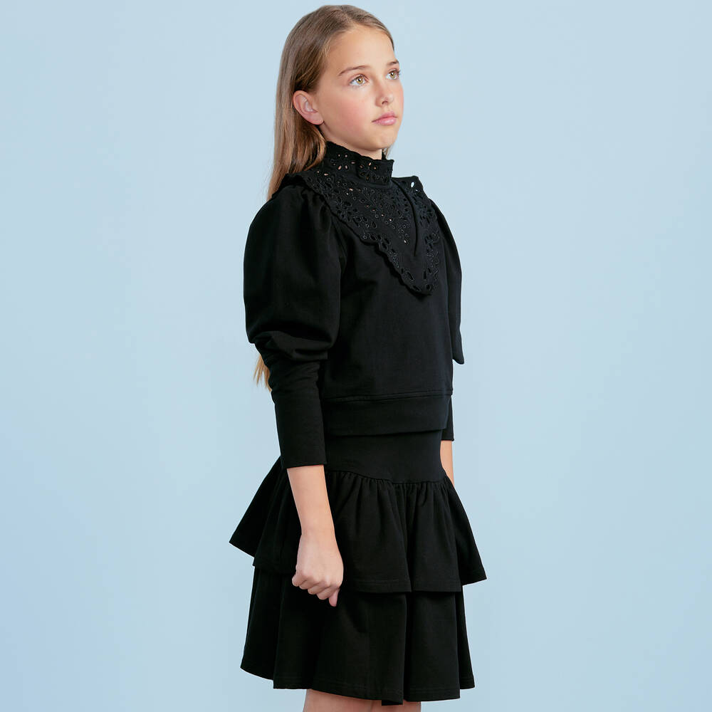 Petite Amalie-Teen Girls Black Cotton Sweatshirt | Childrensalon Outlet