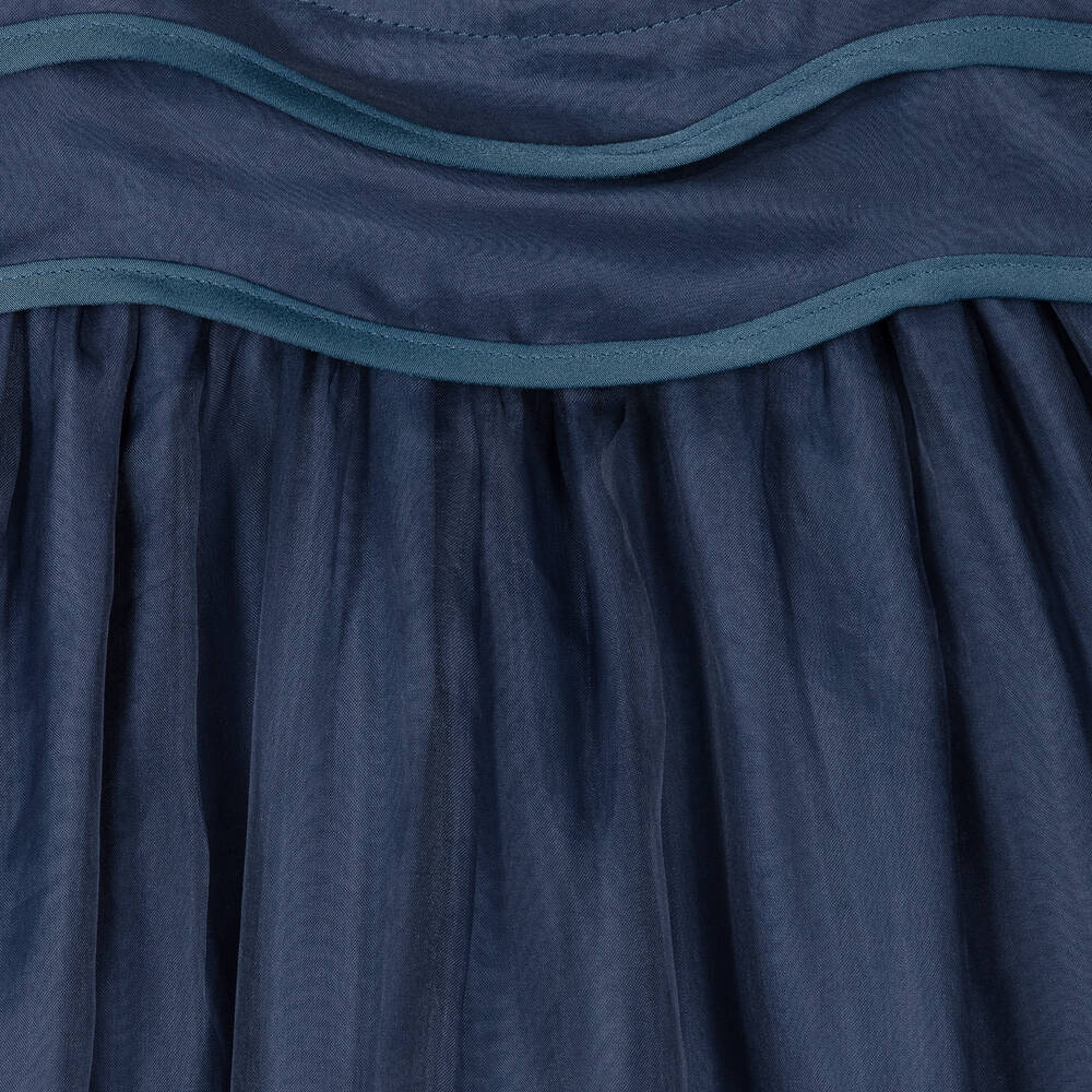 Petite Amalie-فستان حرير أورغانزا لون أزرق تينز بناتي | Childrensalon Outlet