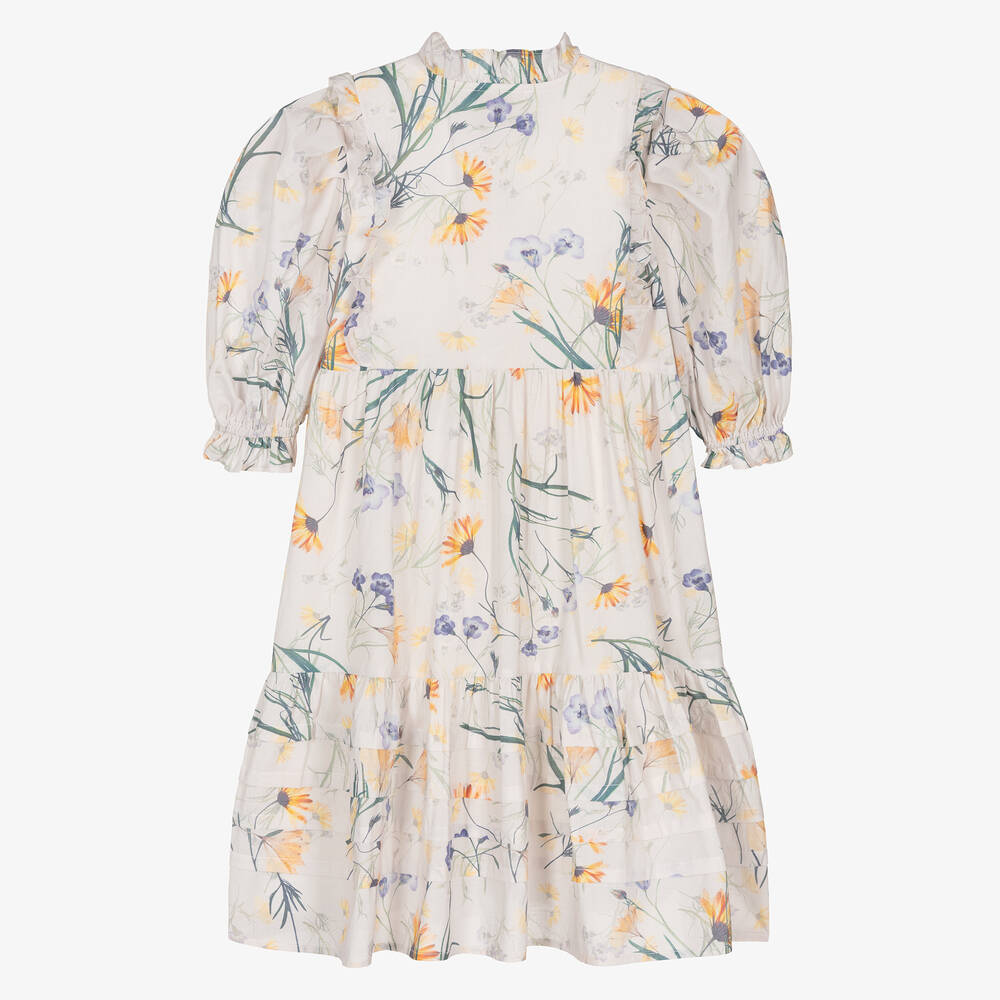 Petite Amalie-Teen Girls Ivory Floral Cotton Dress | Childrensalon Outlet