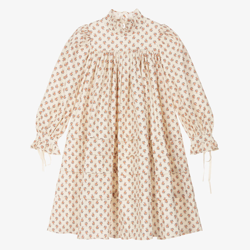 Petite Amalie - Teen Girls Ivory Floral Print Dress | Childrensalon