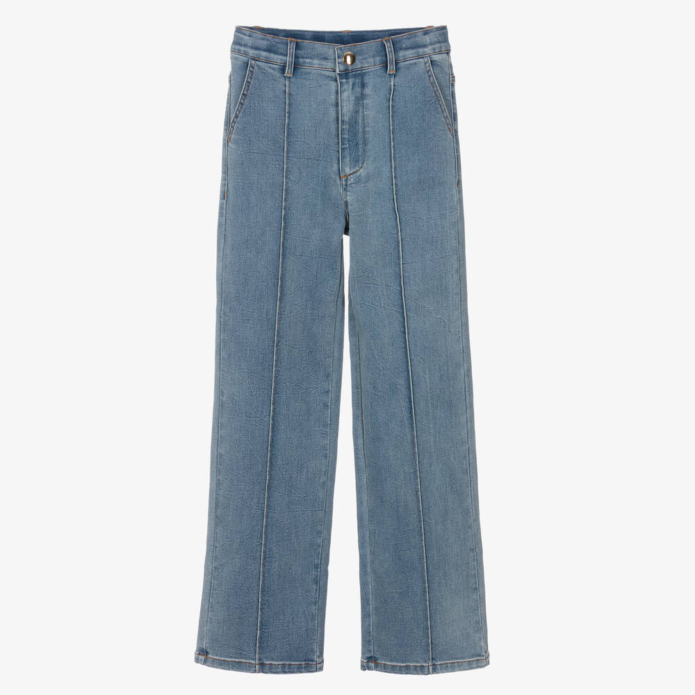 Petite Amalie - Teen Girls Light Blue Denim Pintuck Jeans | Childrensalon