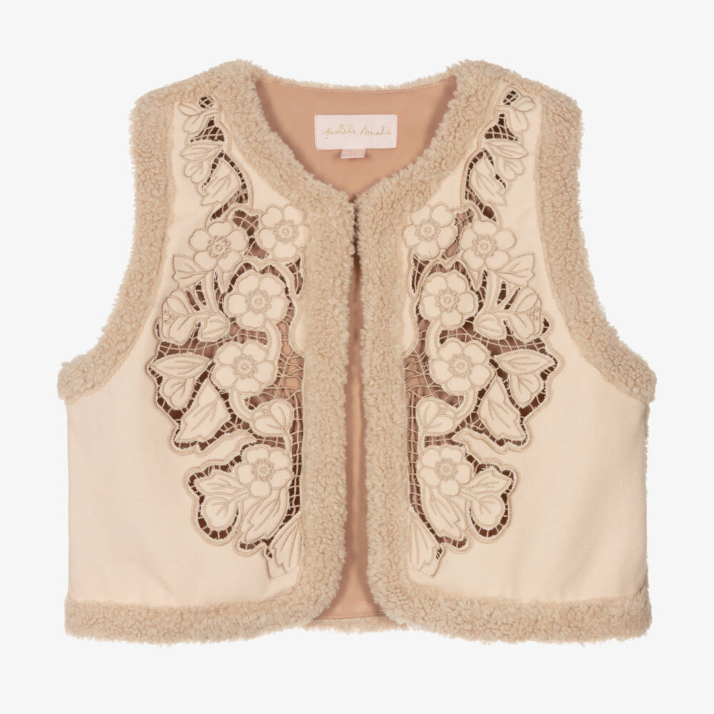 Petite Amalie - Teen Girls Pink Embroidered Gilet | Childrensalon