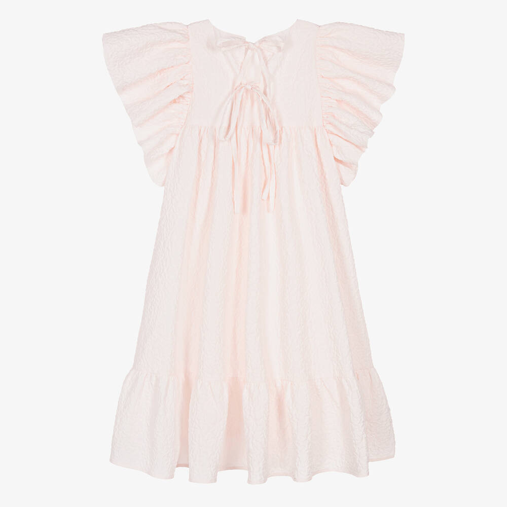 Petite Amalie-Teen Girls Pink Flutter Sleeve Dress | Childrensalon Outlet