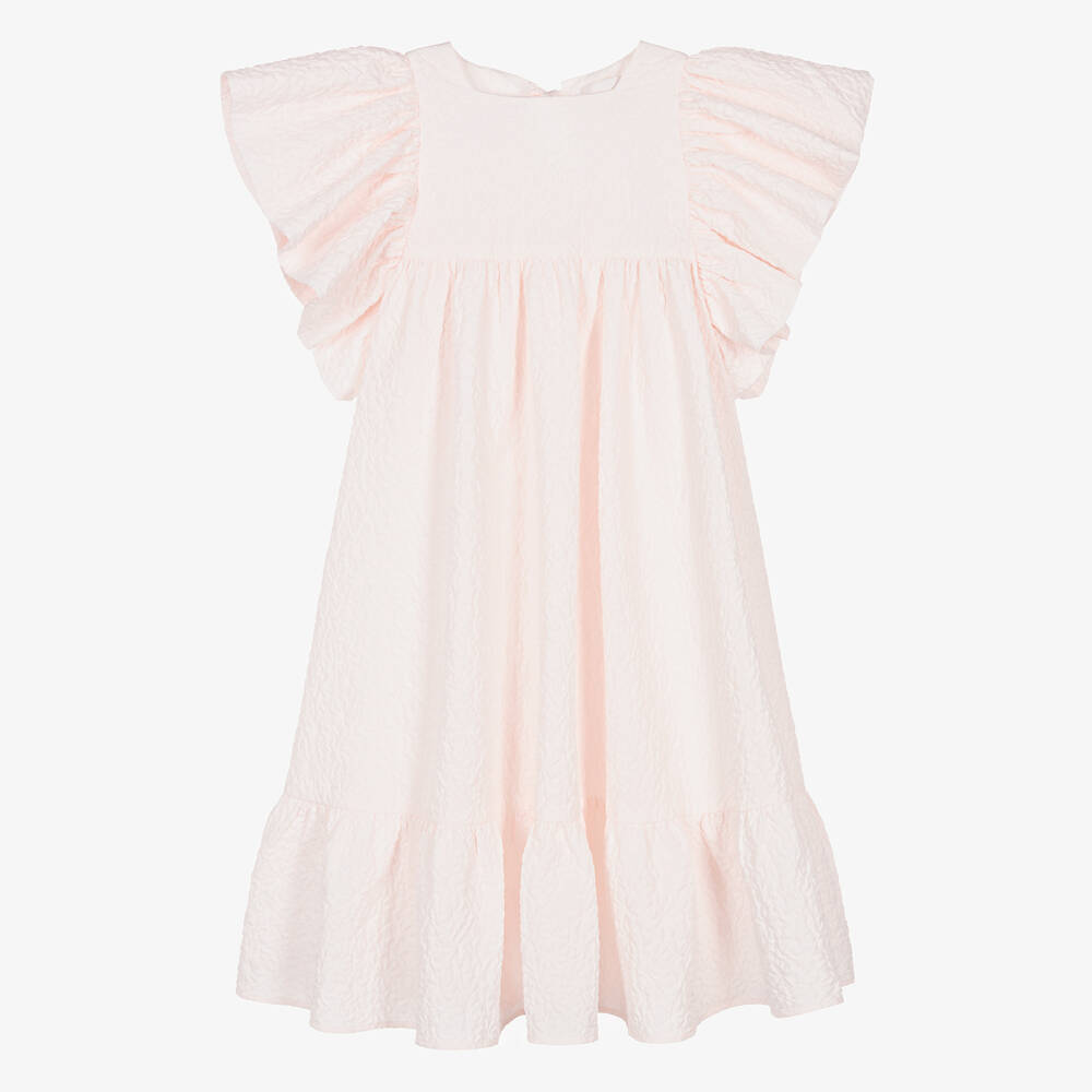 Petite Amalie-Teen Girls Pink Flutter Sleeve Dress | Childrensalon Outlet