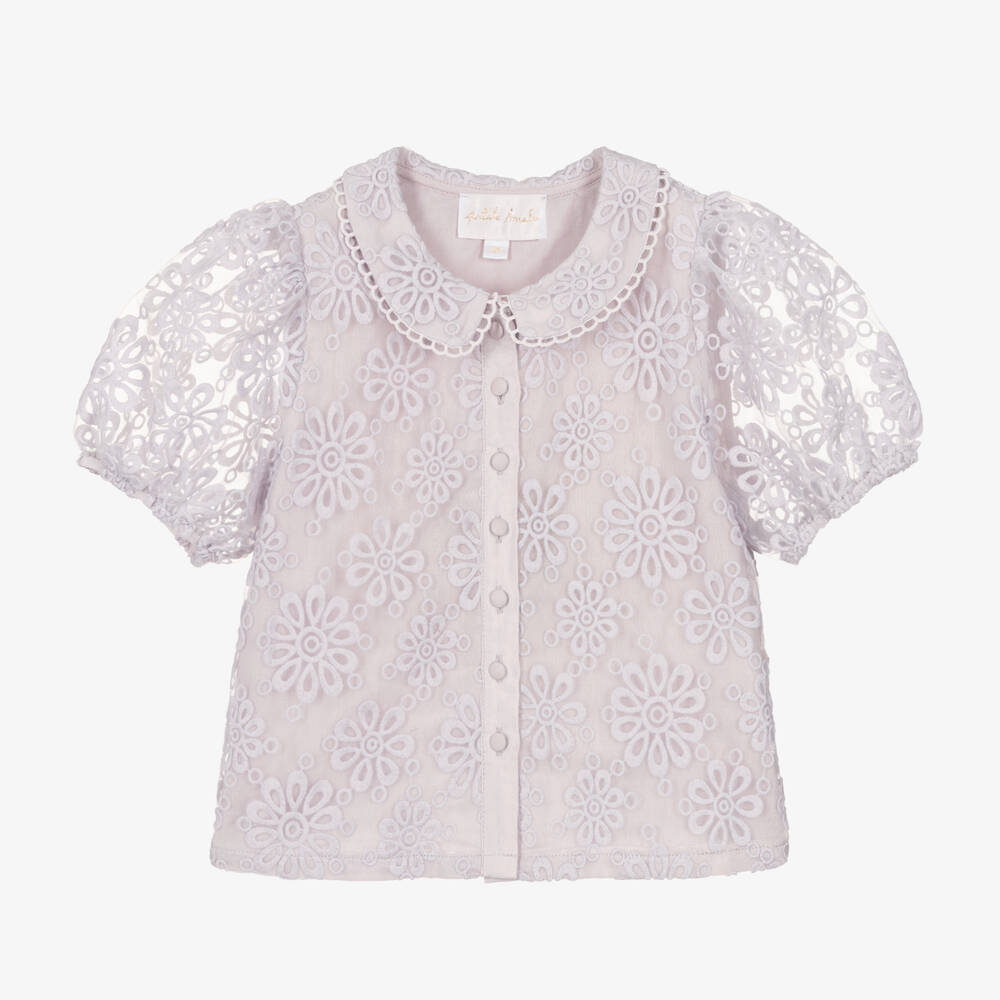 Petite Amalie-Teen Girls Purple Embroidered Organza Blouse | Childrensalon Outlet