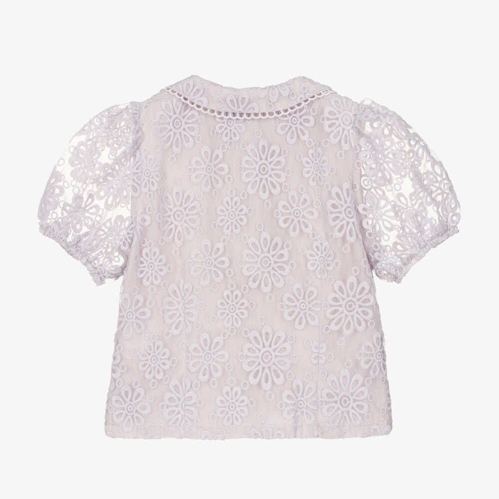 Petite Amalie-Teen Girls Purple Embroidered Organza Blouse | Childrensalon Outlet
