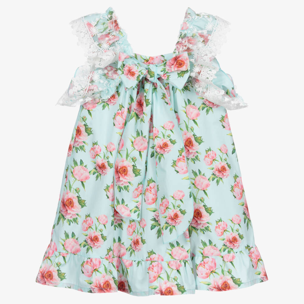 Phi Clothing-Aqua Green & Pink Cotton Dress | Childrensalon Outlet