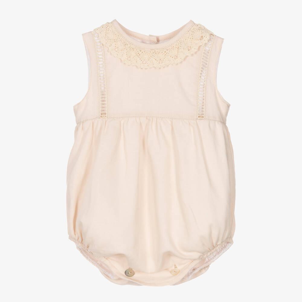 Phi Clothing-تبّان أطفال بناتي قطن وكتان لون بيج | Childrensalon Outlet