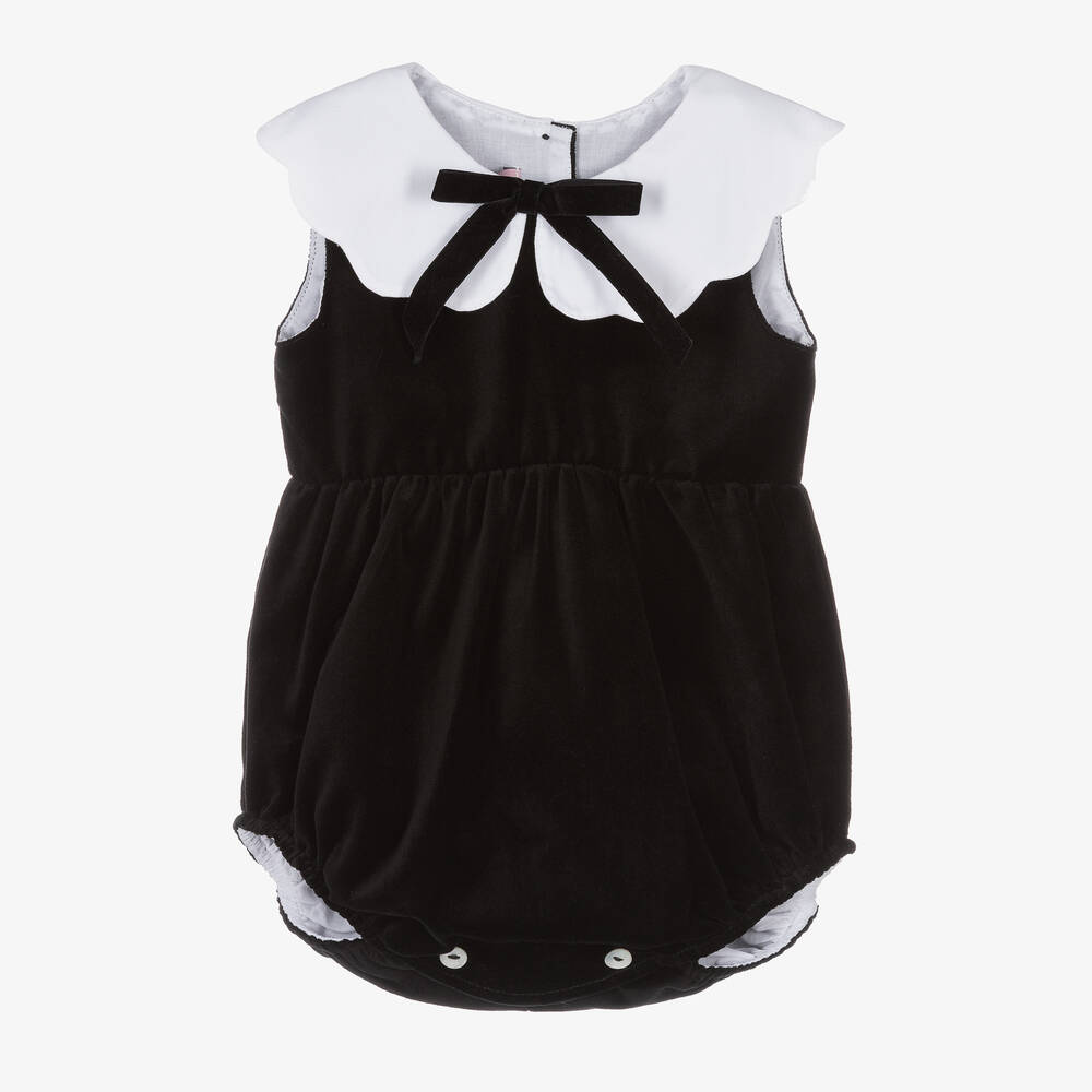 Phi Clothing - Barboteuse velours de coton noir | Childrensalon