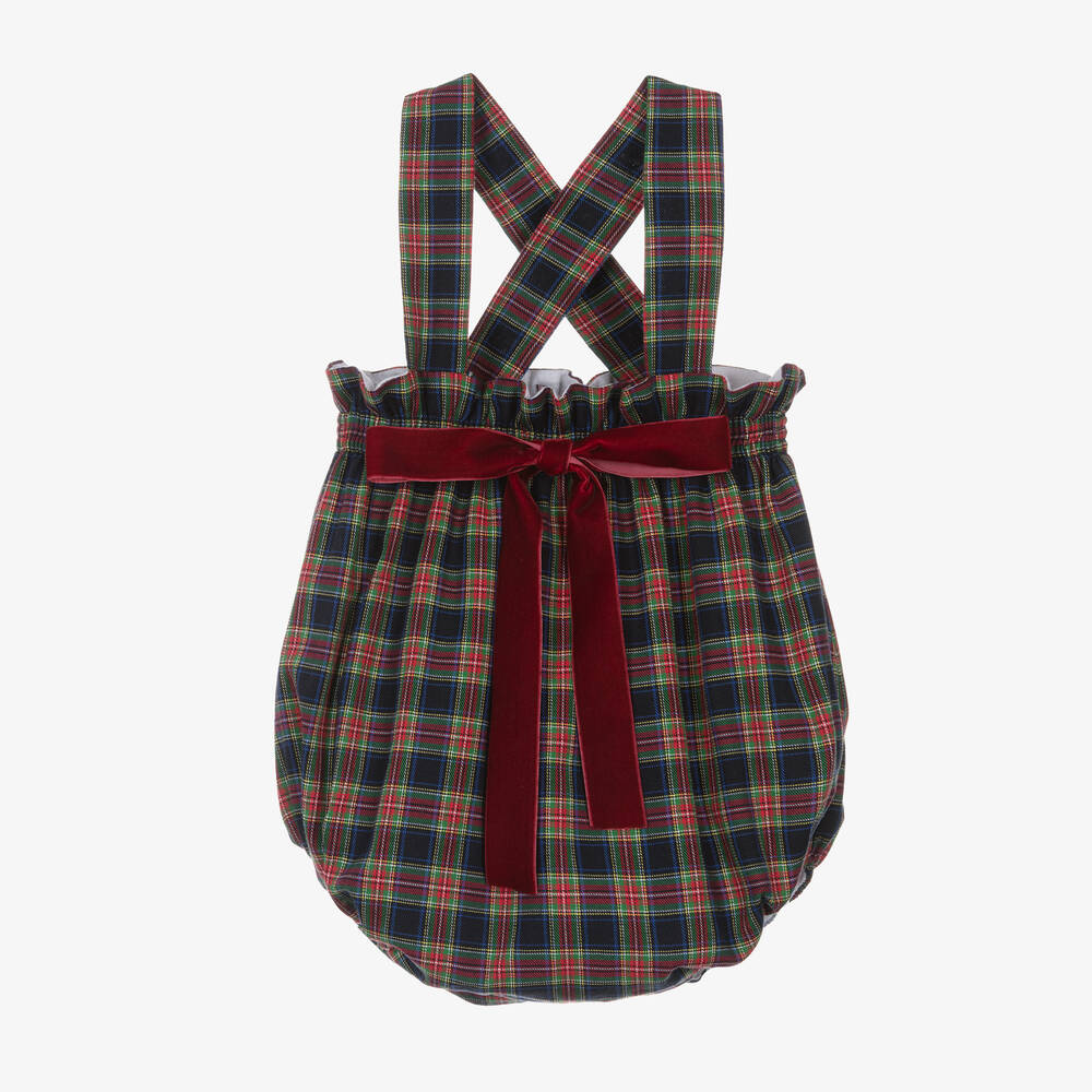 Phi Clothing-Baby Girls Blue Tartan Cotton Shortie | Childrensalon Outlet