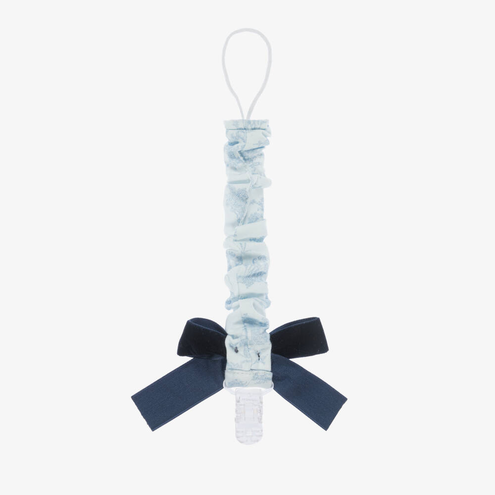 Phi Clothing-Baby Girls Blue Toile de Jouy Dummy Clip | Childrensalon Outlet