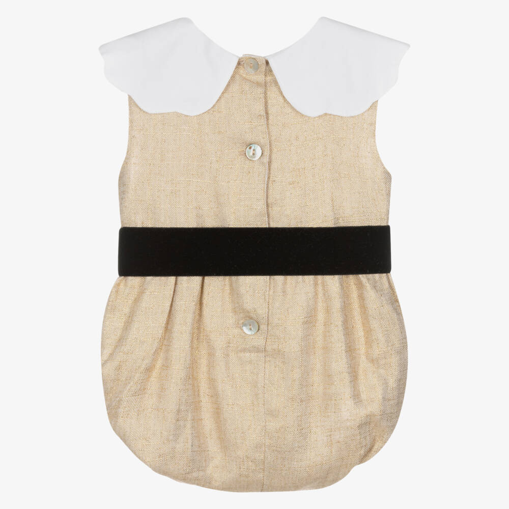 Phi Clothing-Baby Girls Gold Linen Blend Shortie | Childrensalon Outlet