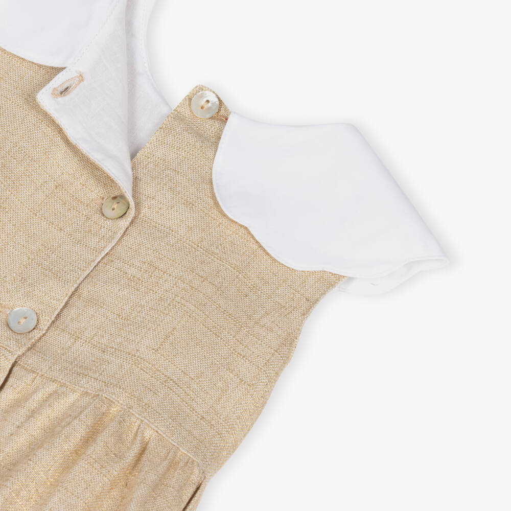 Phi Clothing-Baby Girls Gold Linen Blend Shortie | Childrensalon Outlet