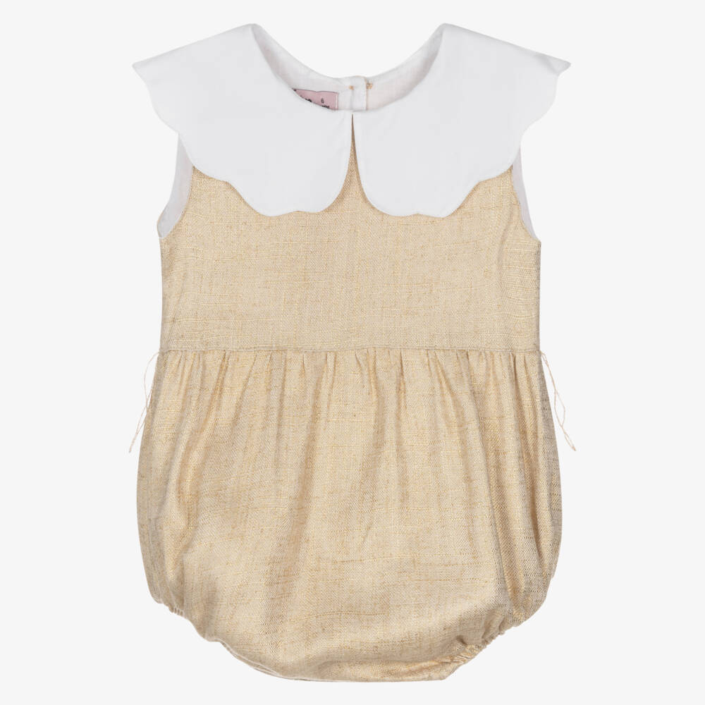 Phi Clothing-Baby Girls Gold Linen Blend Shortie | Childrensalon Outlet