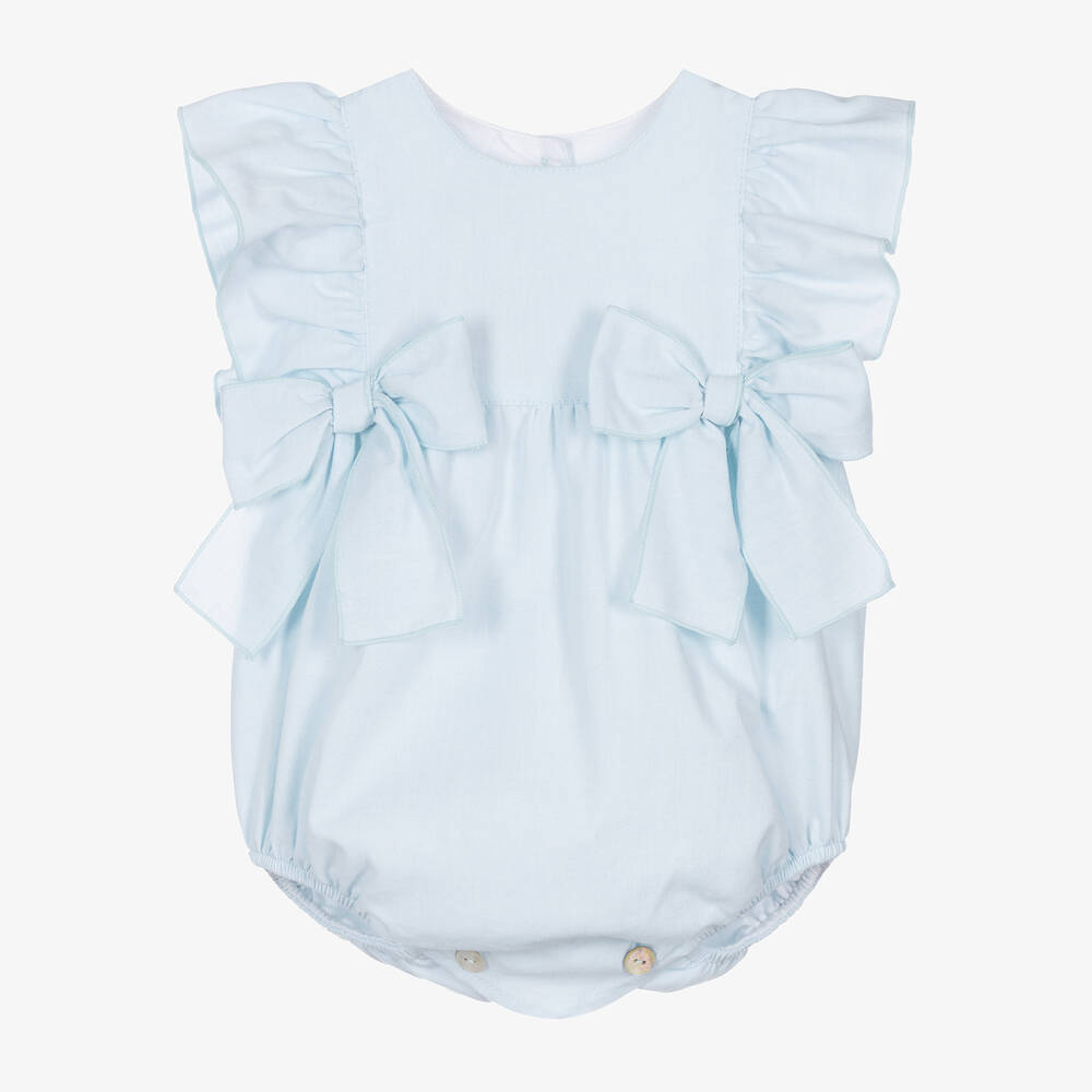 Phi Clothing-Baby Girls Pale Blue Cotton Shortie | Childrensalon Outlet