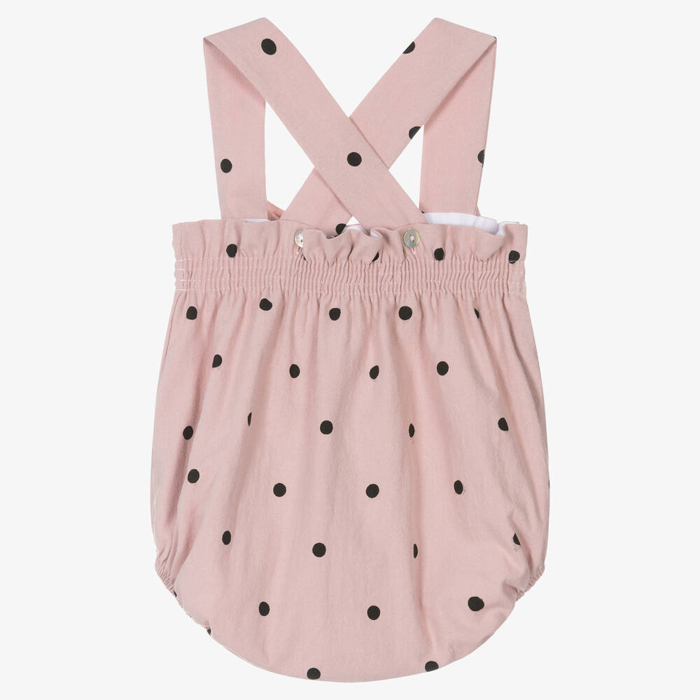 Phi Clothing-بودي سوت أطفال بناتي منقط قطن محبوك لون زهري | Childrensalon Outlet