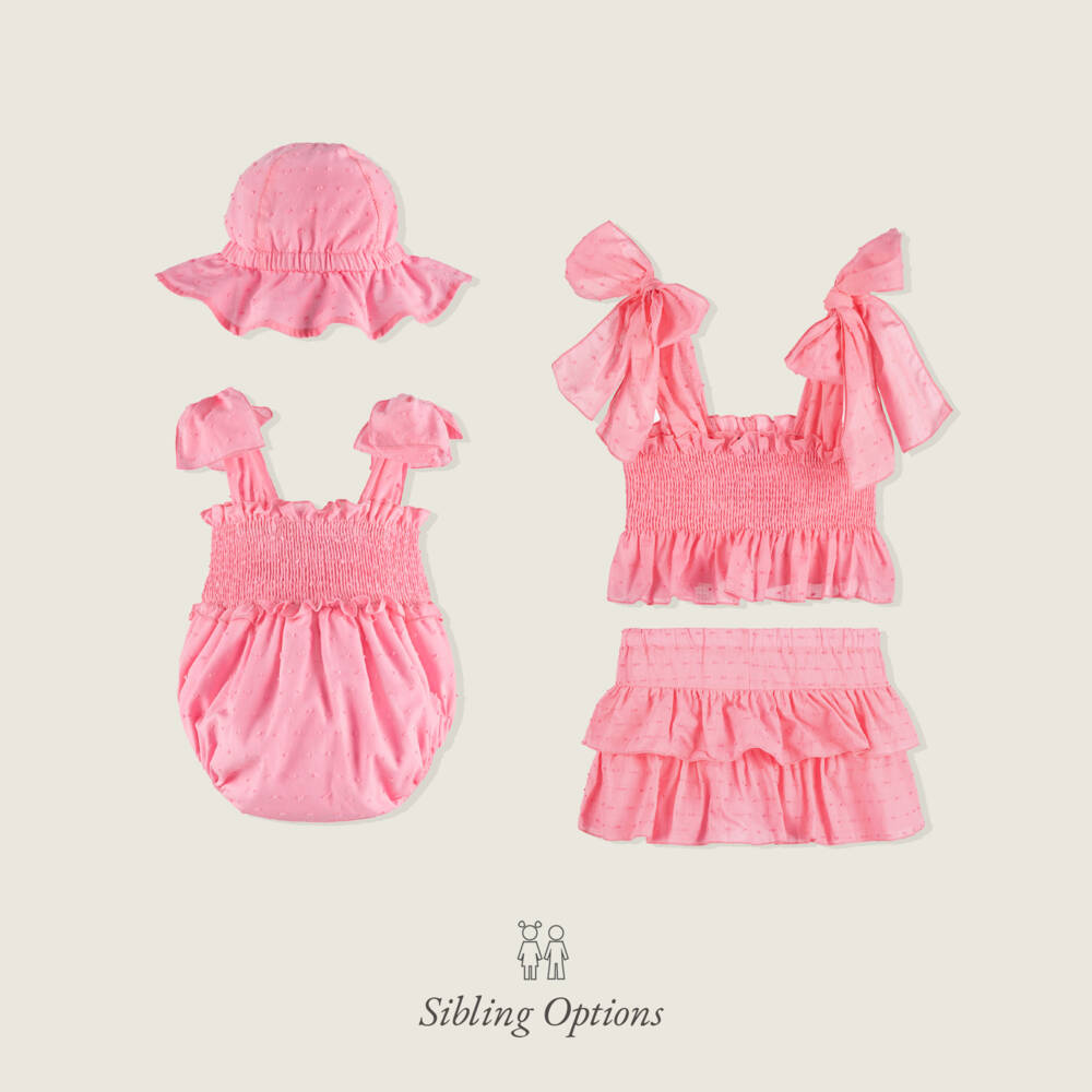 Phi Clothing-Baby Girls Pink Plumeti Shortie Set | Childrensalon Outlet