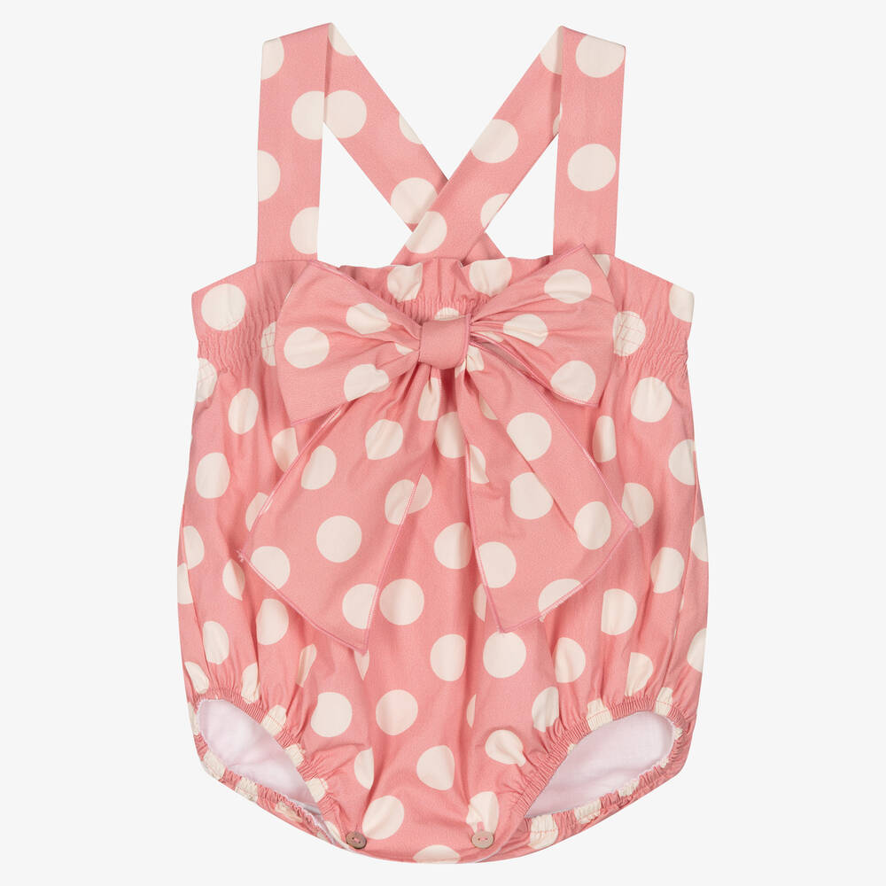Phi Clothing - Baby Girls Pink Polka Dot Cotton Shortie | Childrensalon