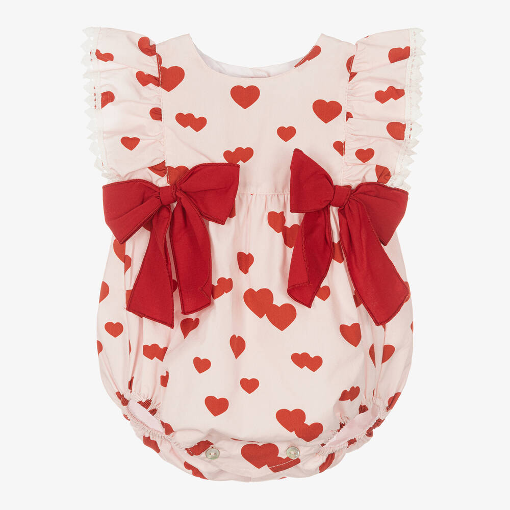 Phi Clothing - Herz-Baby-Baumwollspieler rosa/rot | Childrensalon