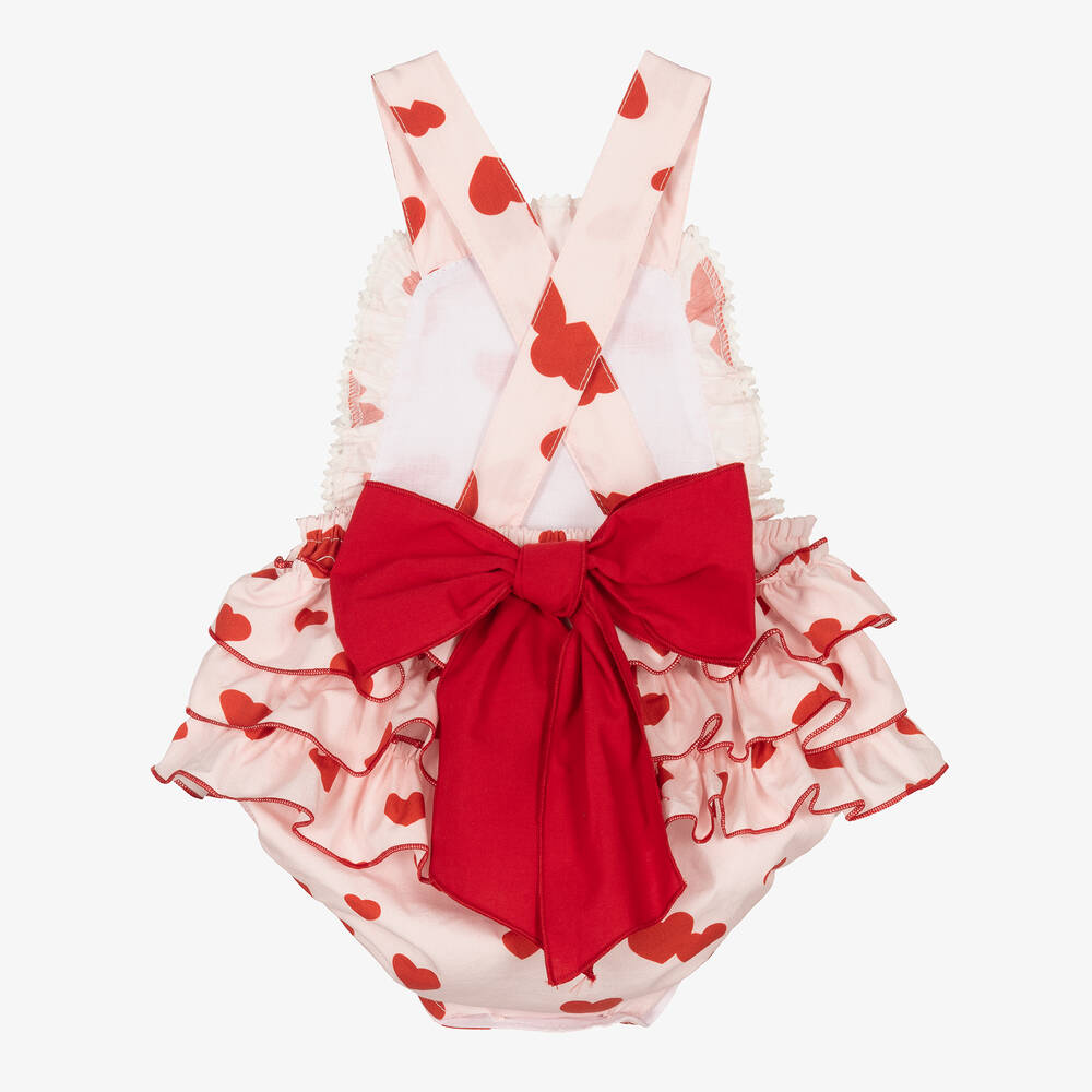 Phi Clothing-Розовый песочник с красными сердечками | Childrensalon Outlet