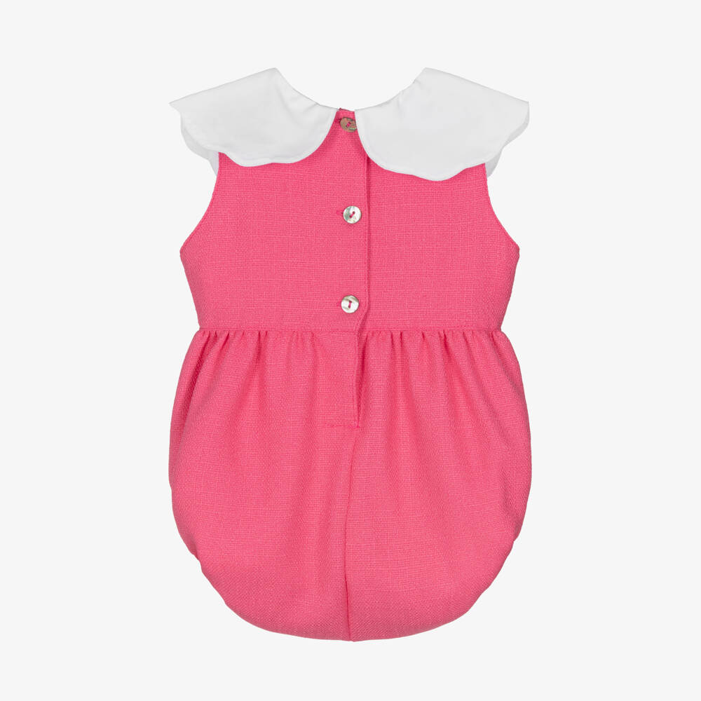 Phi Clothing-Baby Girls Pink Shortie with White Scalloped Collar | Childrensalon Outlet