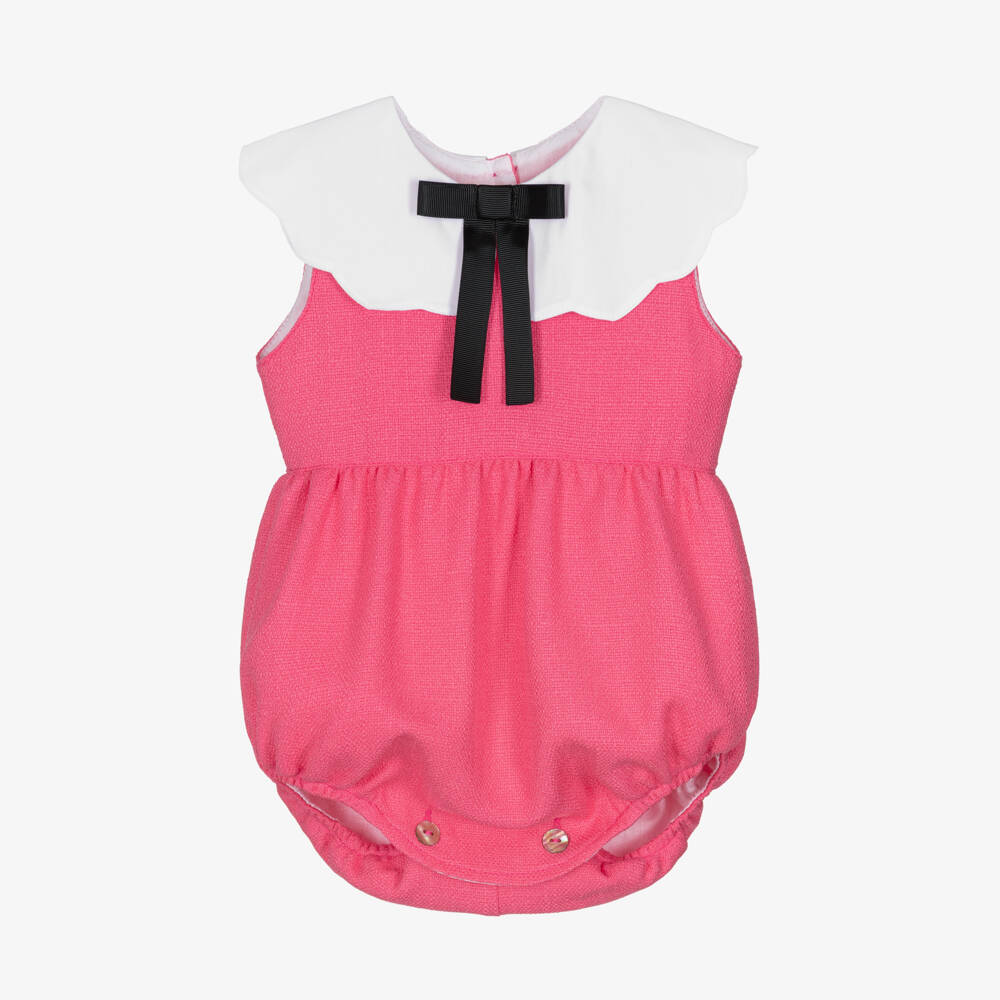 Phi Clothing-Baby Girls Pink Shortie with White Scalloped Collar | Childrensalon Outlet
