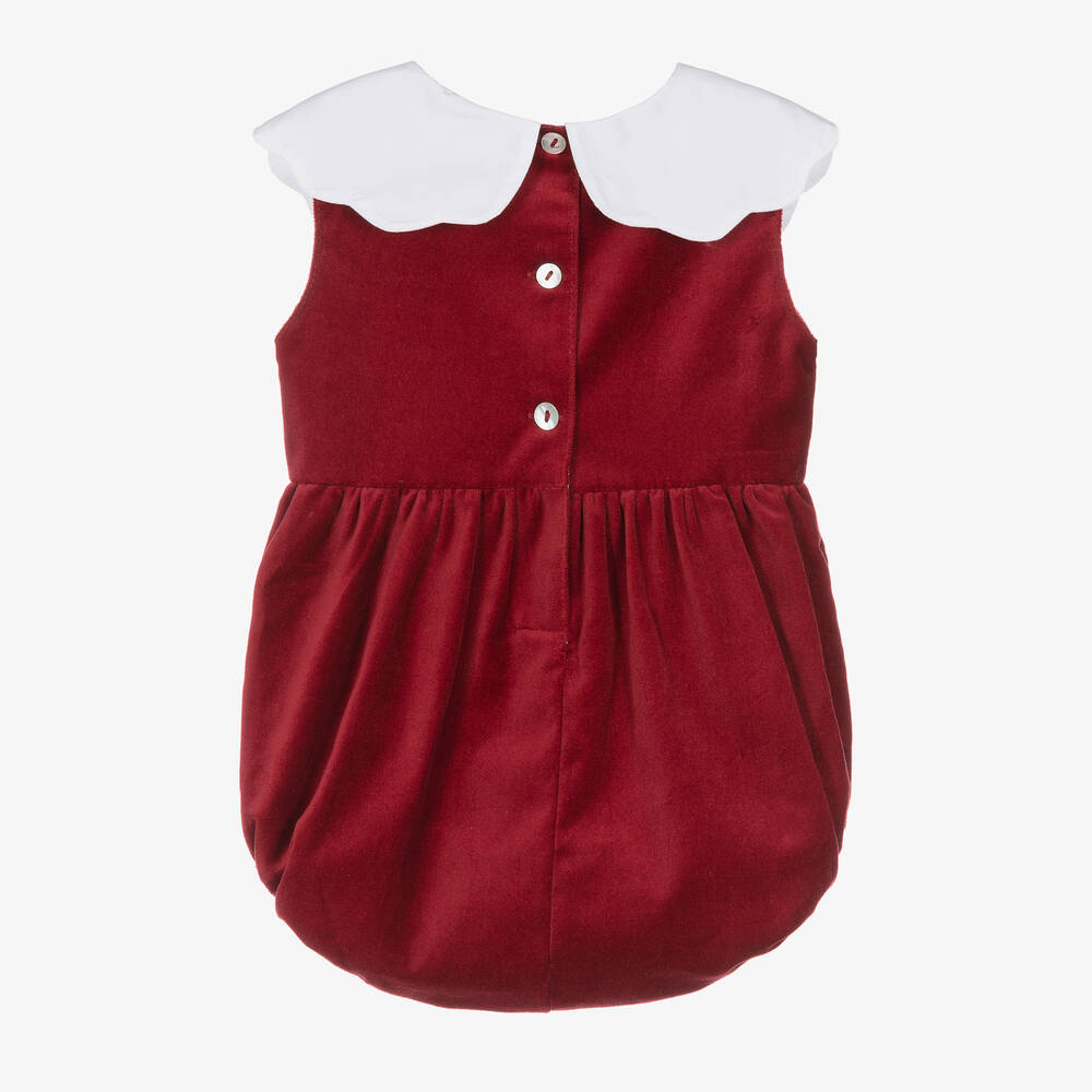 Phi Clothing-Baby Girls Red Cotton Velvet Shortie | Childrensalon Outlet