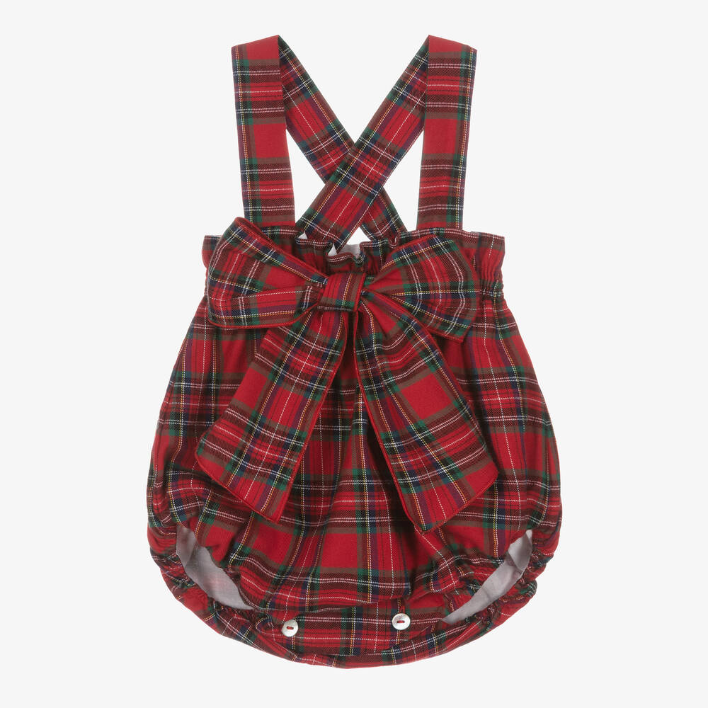 Phi Clothing - Baby Girls Red Tartan Cotton Shortie | Childrensalon