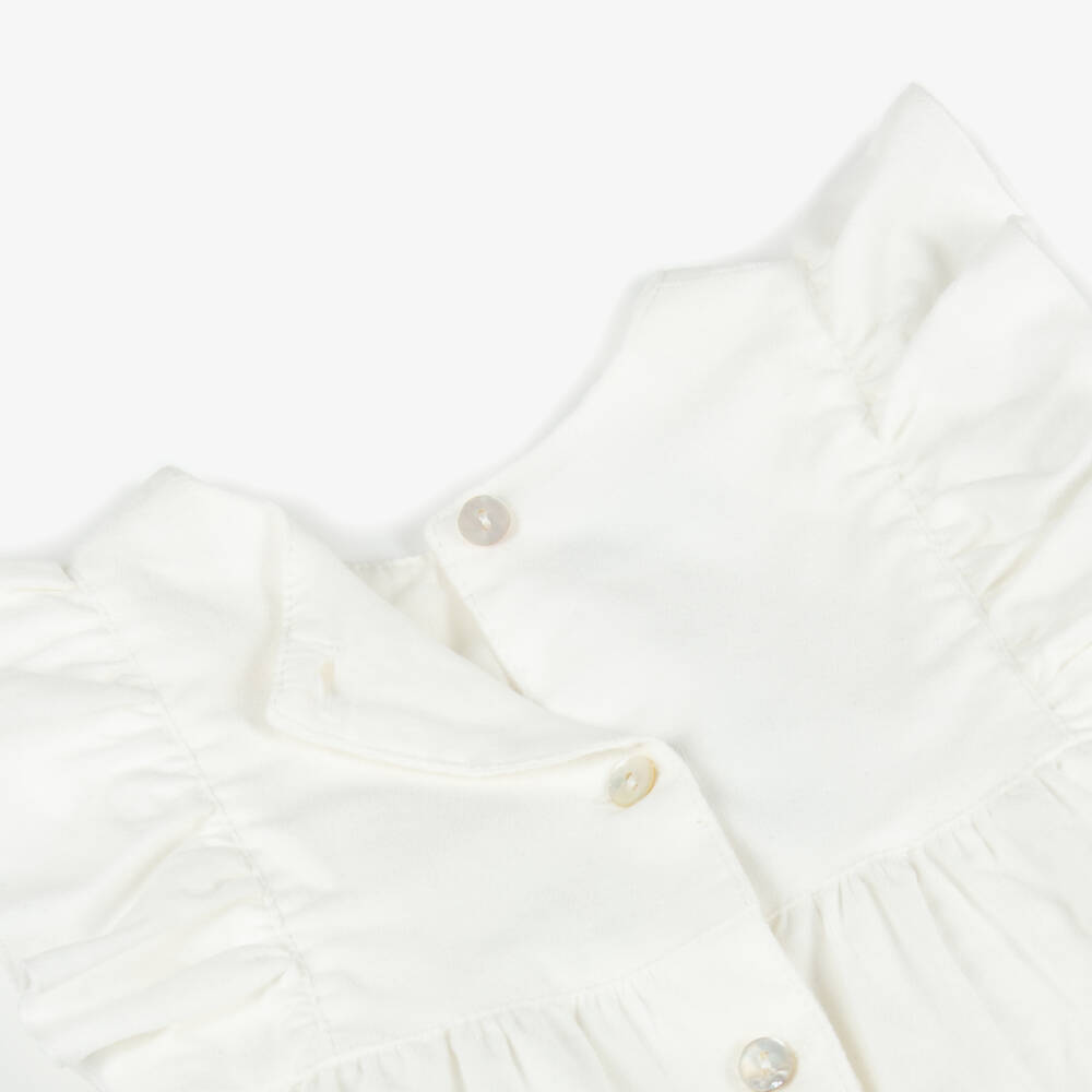 Phi Clothing-Baby Girls White Velvet Shortie with Black Bows | Childrensalon Outlet