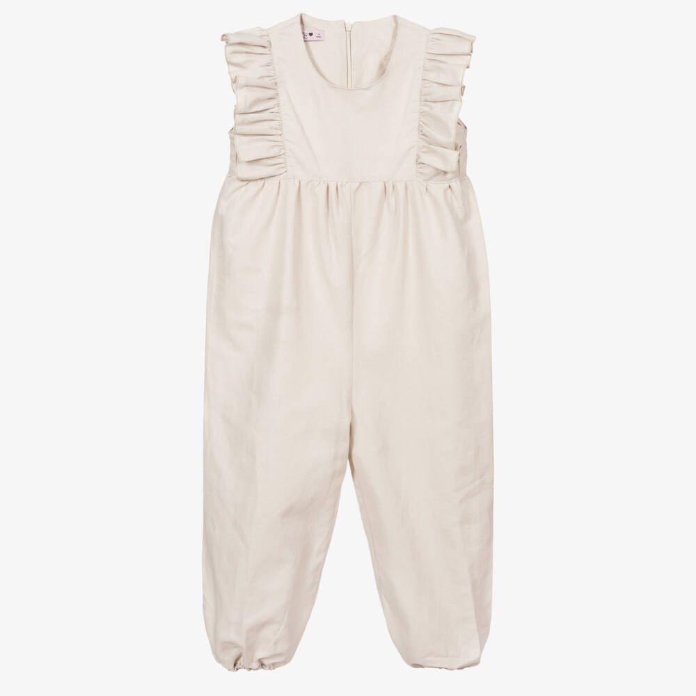 Phi Clothing-Бежевый льняной комбинезон | Childrensalon Outlet
