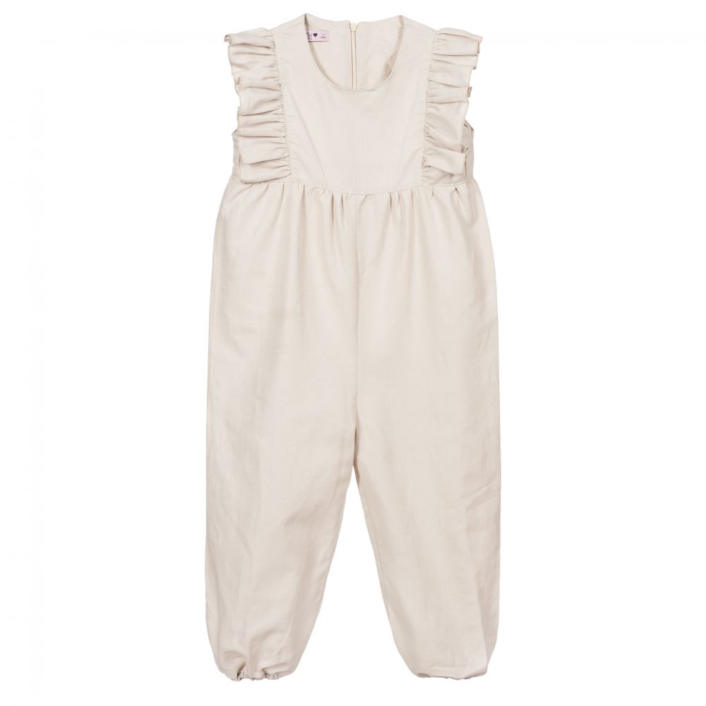 Phi Clothing - Combi-pantalon beige en lin | Childrensalon