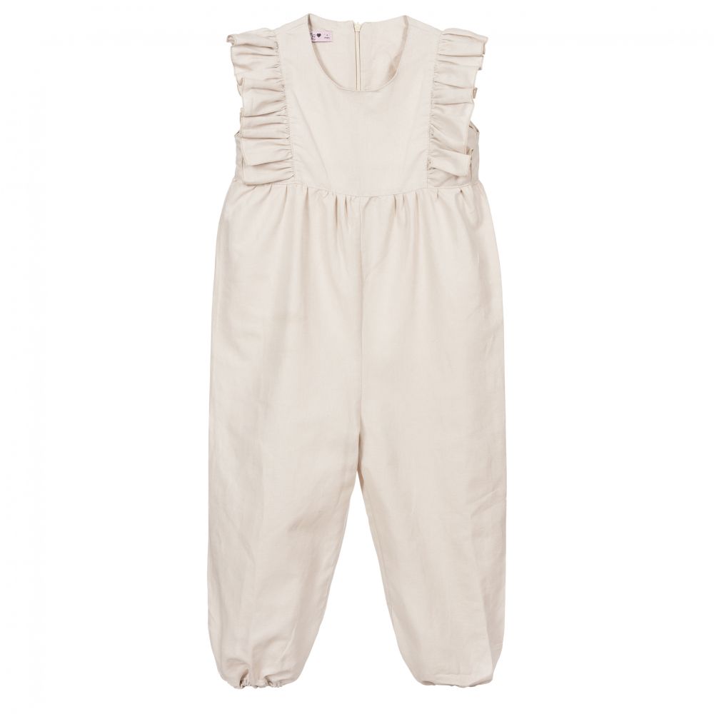 Phi Clothing-Beige Linen Jumpsuit | Childrensalon Outlet