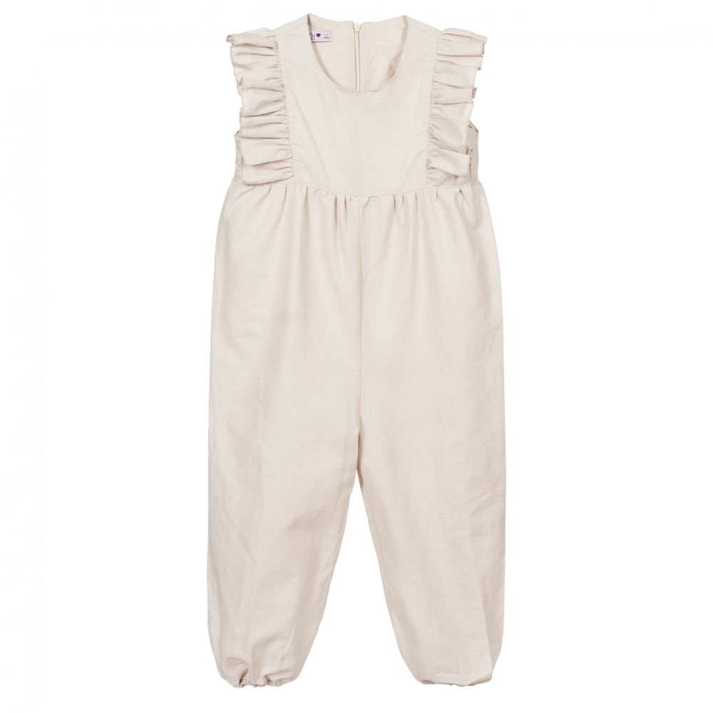 Phi Clothing - Beigefarbener Leinen-Jumpsuit | Childrensalon