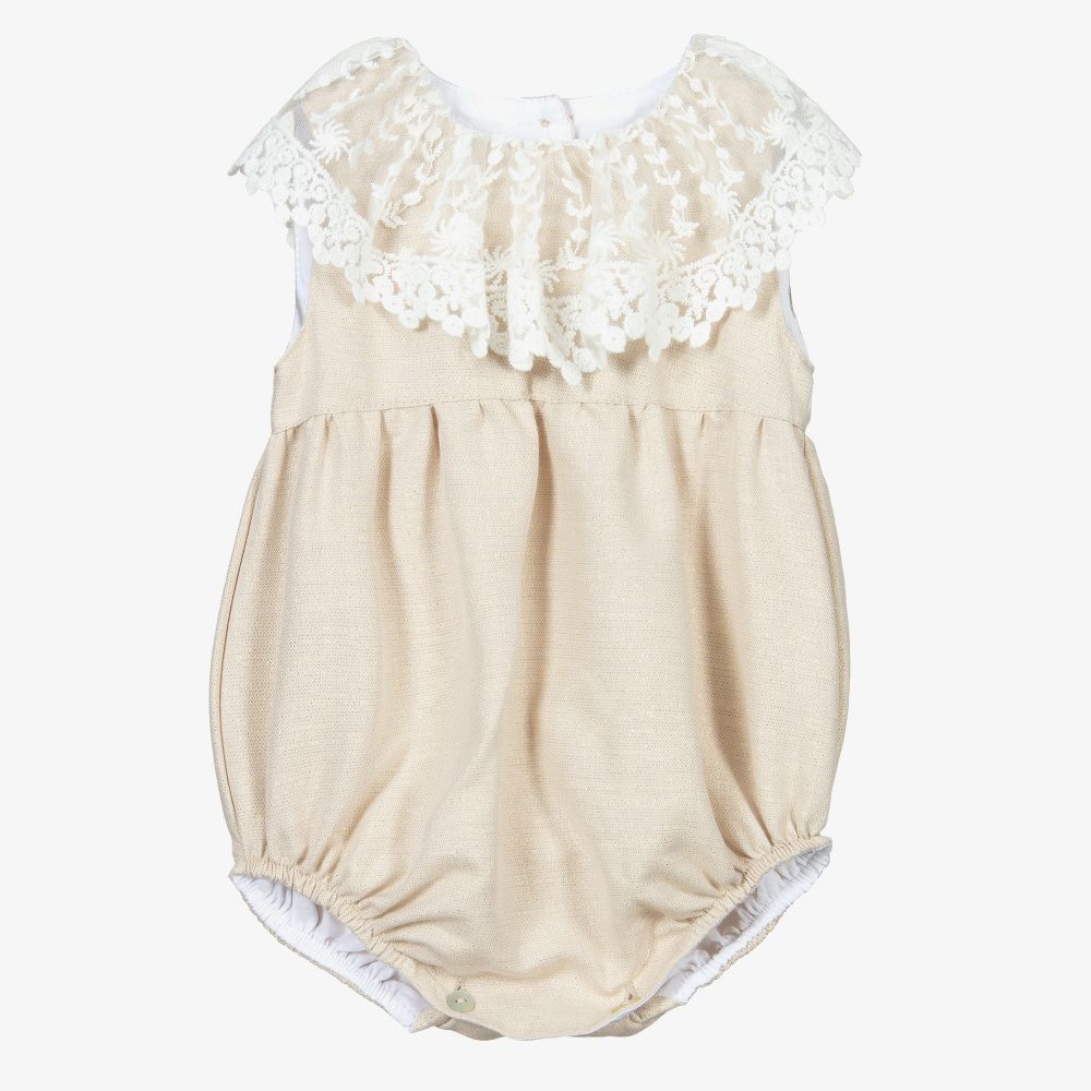 Phi Clothing - Beige & White Lace Shortie | Childrensalon