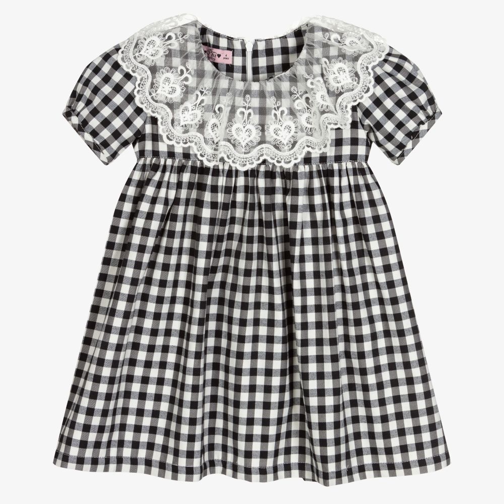 Phi Clothing - Robe noire et blanche vichy | Childrensalon