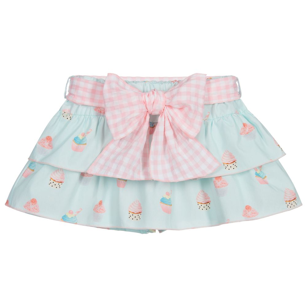 Phi Clothing - Blauer Baumwollskort mit Cupcakes-Print | Childrensalon