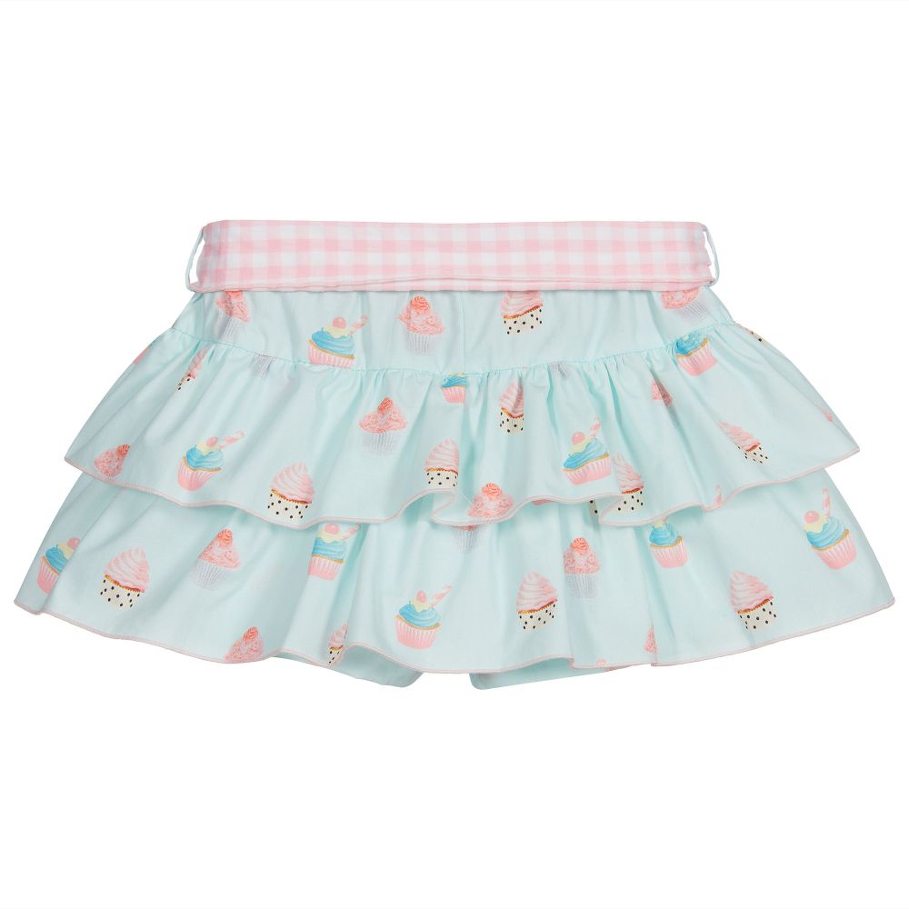 Phi Clothing-Голубая хлопковая юбка-шорты с кексами | Childrensalon Outlet