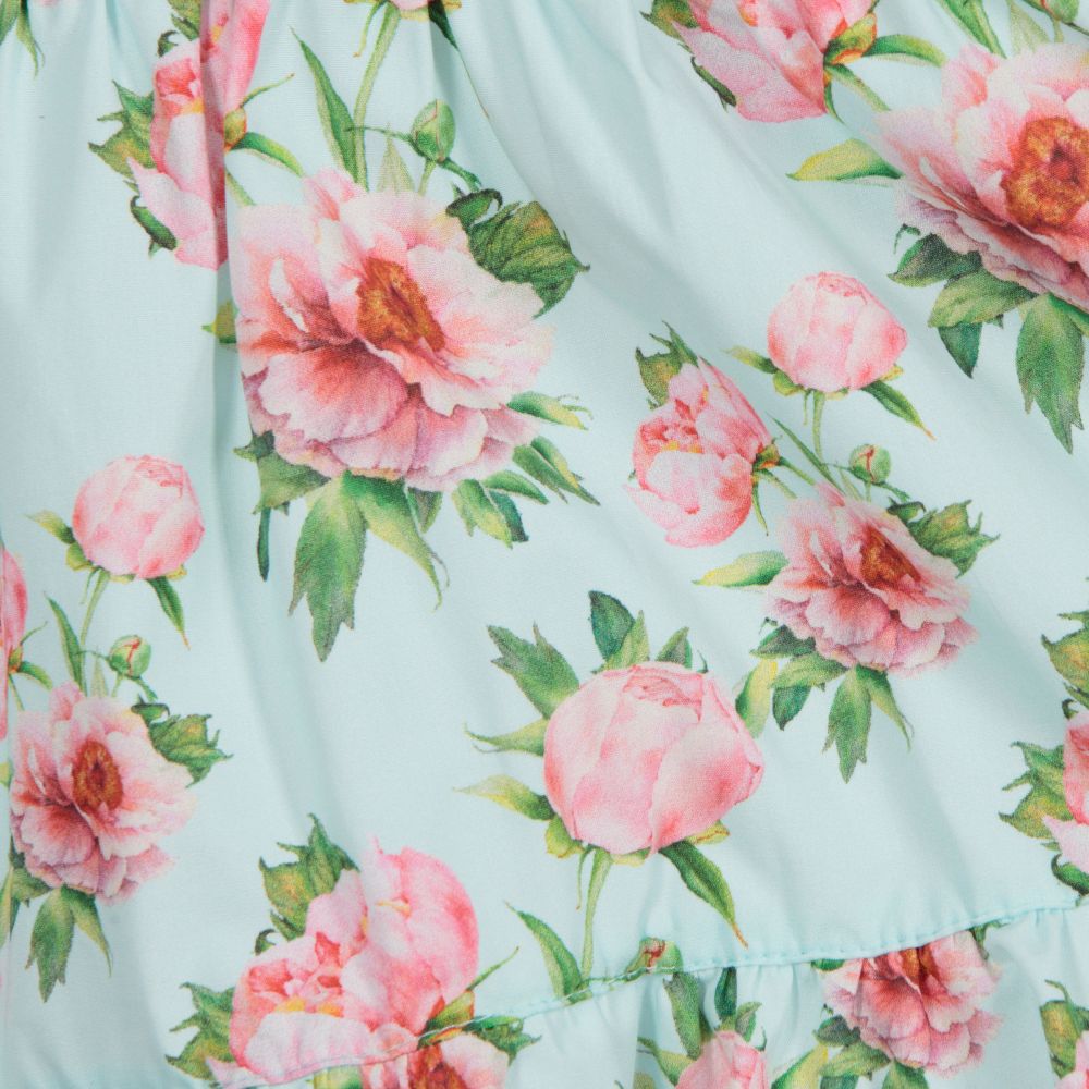 Phi Clothing-Голубая хлопковая блузка с цветочным рисунком | Childrensalon Outlet