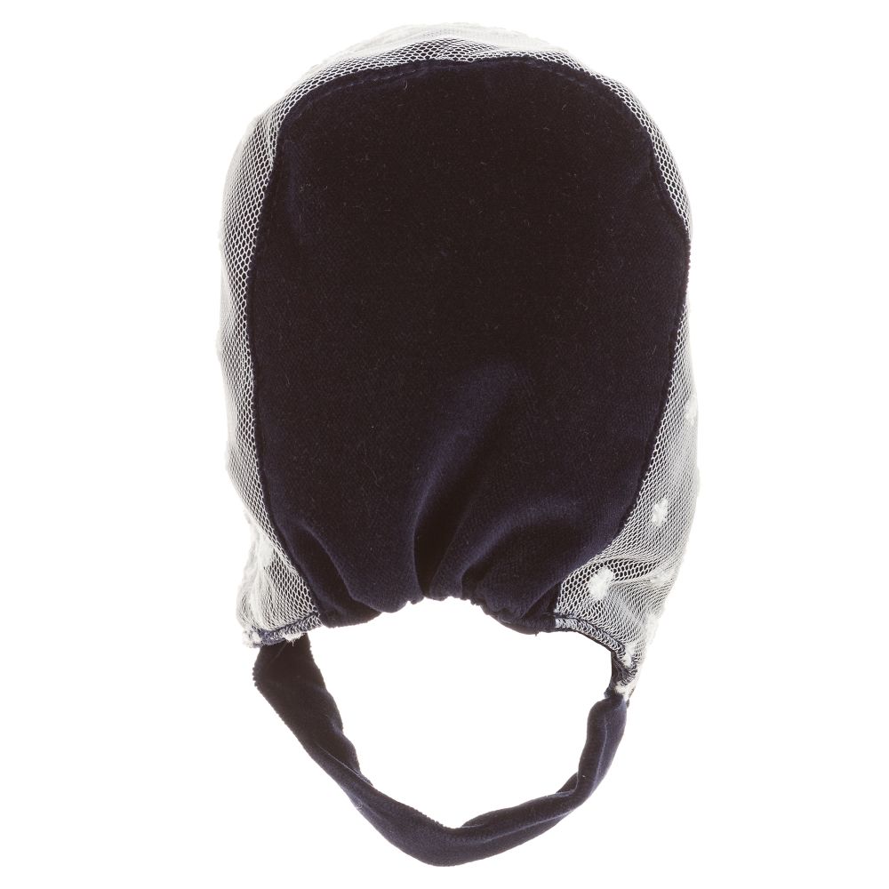 Phi Clothing-Blue Cotton Velvet Bonnet | Childrensalon Outlet