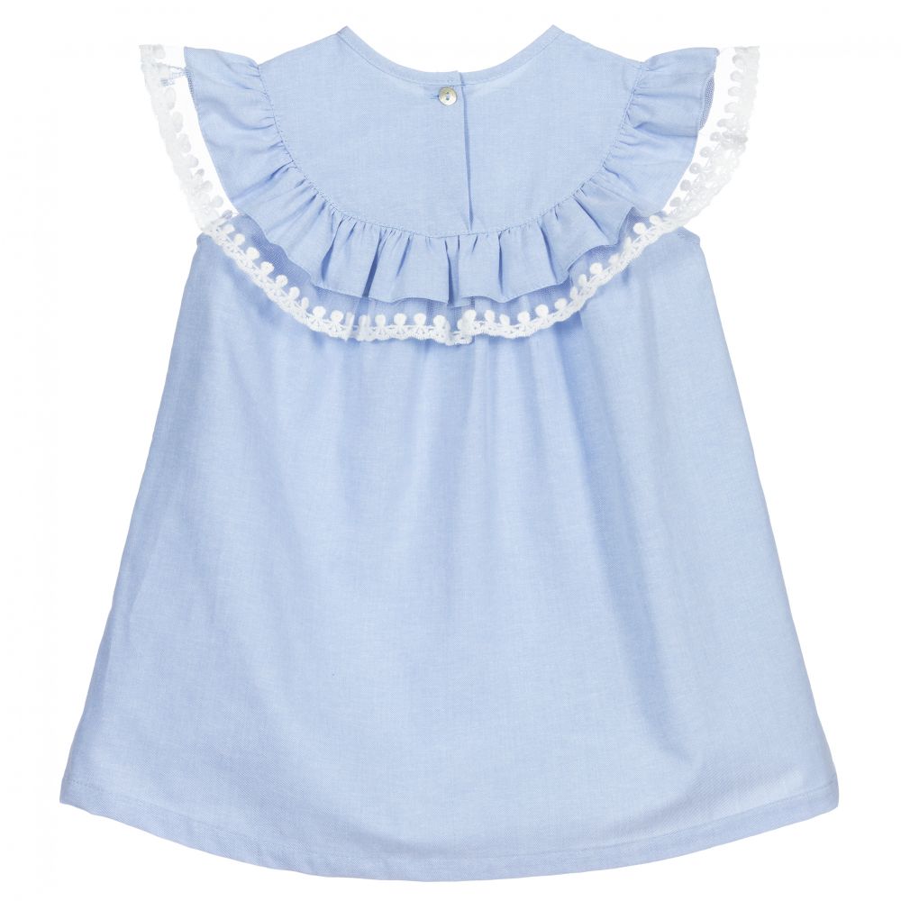 Phi Clothing-Голубое платье с кружевной отделкой | Childrensalon Outlet