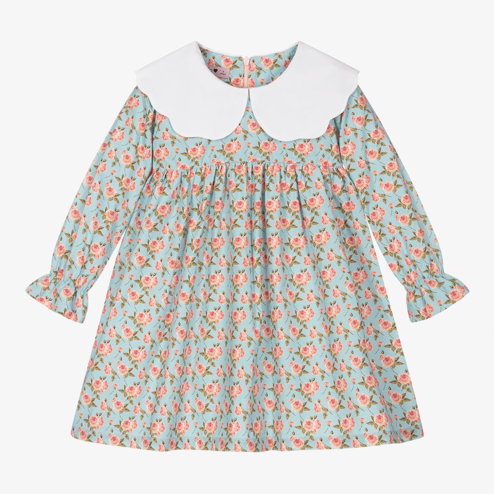 Phi Clothing - Blue & Pink Floral Dress  | Childrensalon