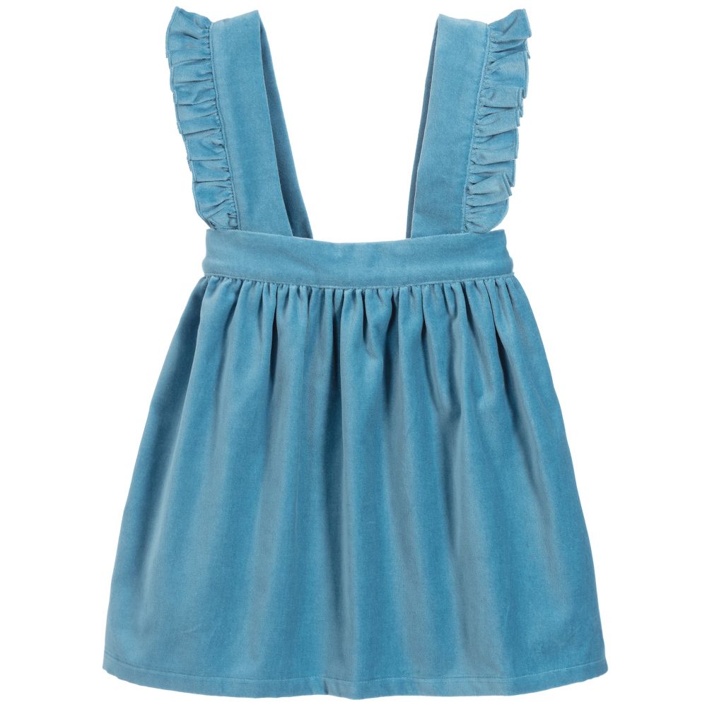 Phi Clothing - Blue Velvet Pinafore Dress | Childrensalon