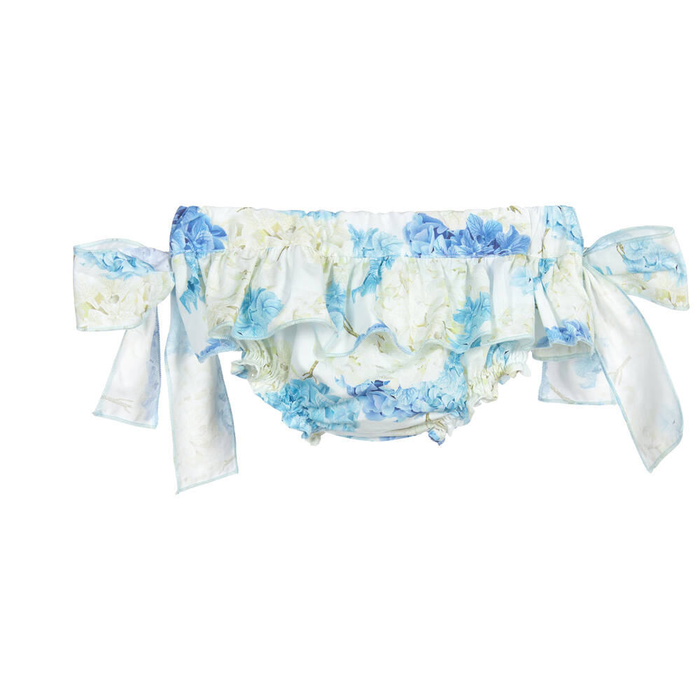 Phi Clothing-Бело-голубые шортики в цветочек | Childrensalon Outlet