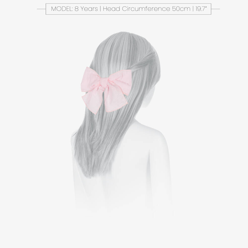 Phi Clothing-مشبك شعر وردي للبنات بطول 15 سم مع فيونكة | Childrensalon Outlet