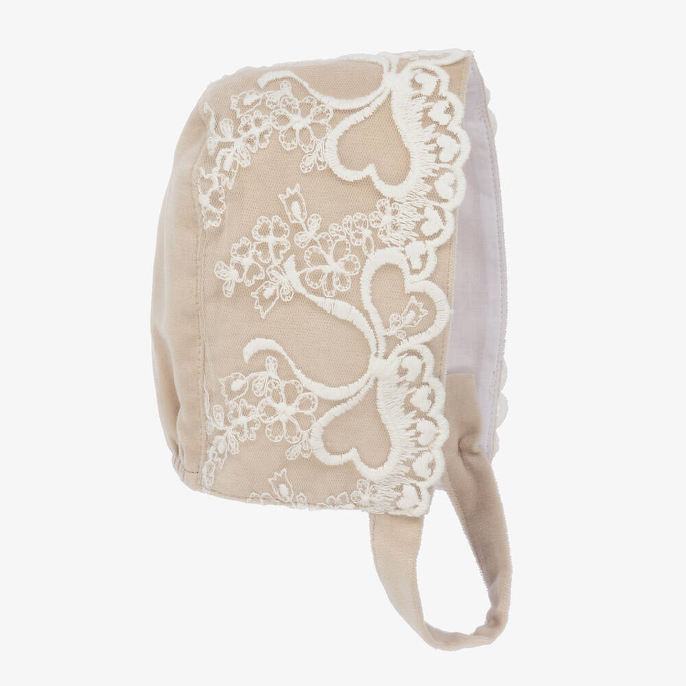 Phi Clothing-Girls Beige Cotton Bonnet | Childrensalon Outlet